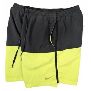 Nike Distance Men's Size M Neon Yellow & Black Colorblock Volleyball Swim Shorts